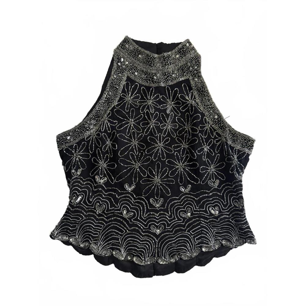 Vintage Evening Beaded Halter Top